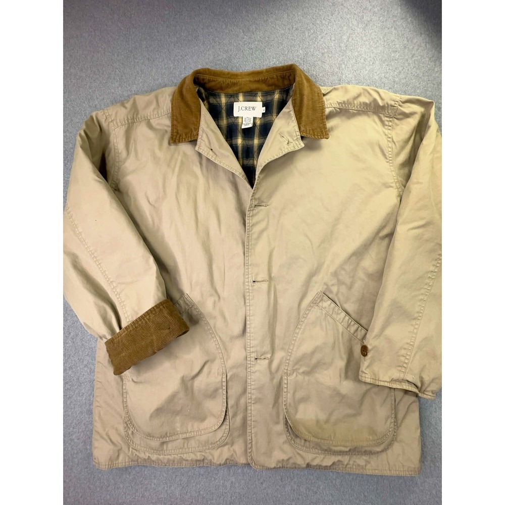 J Crew Chore Jacket Men's Size XL Khaki Cotton Quilted Lined‎ Field Barn Coat